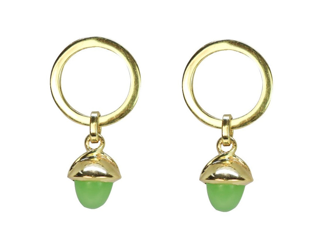 Lime chalcedony earring with gold plating