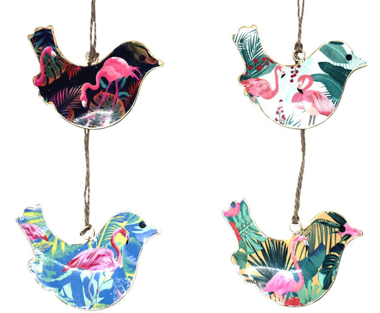 Set of 4 Birds with Flamingo Design