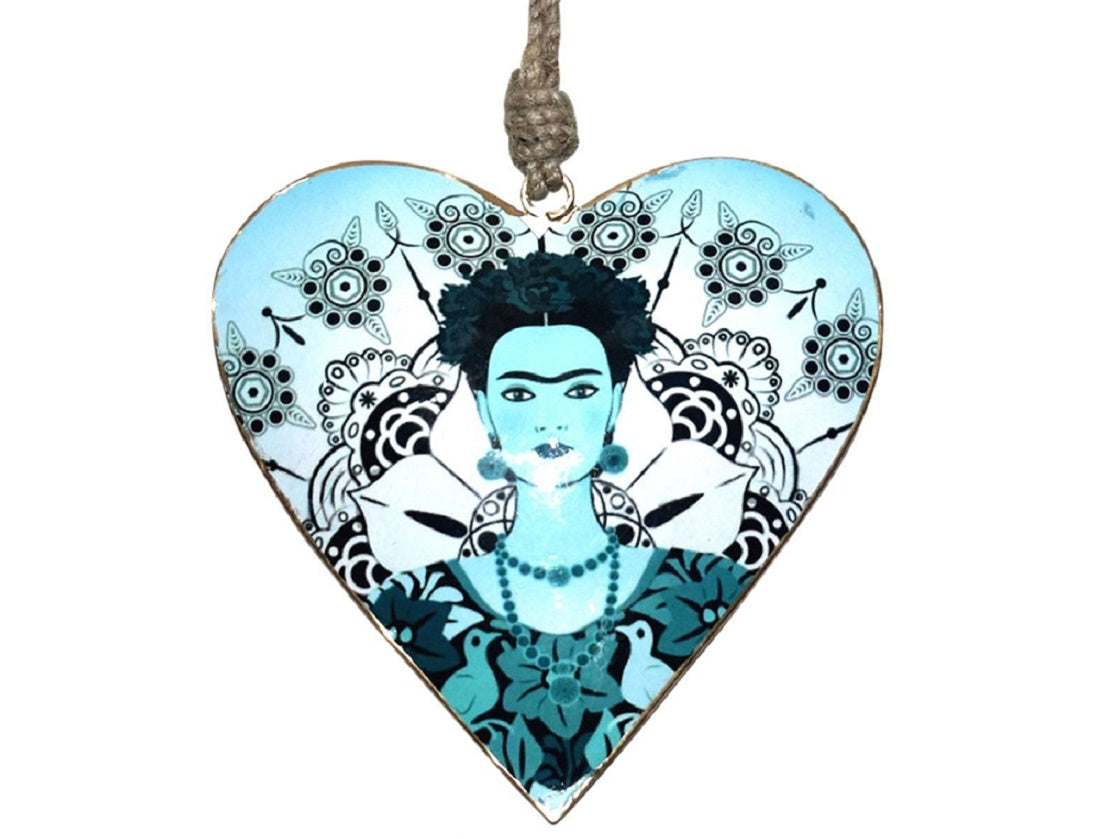 Hanging Blue Frida Kahlo Heart