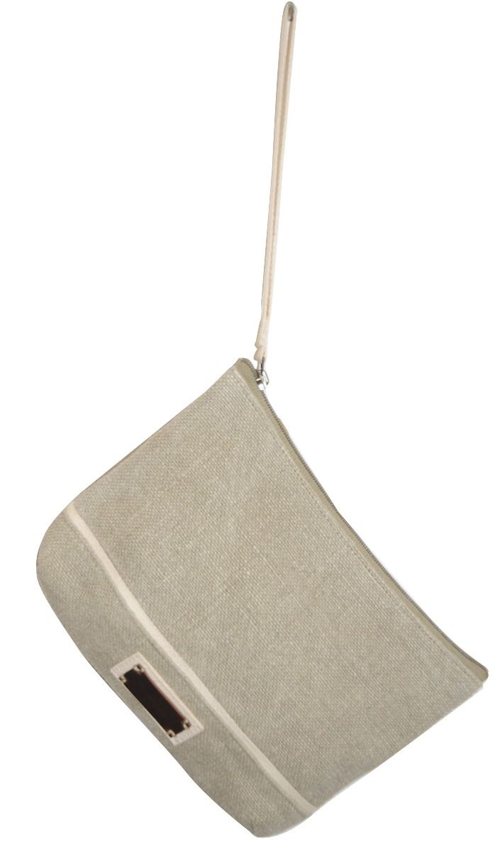 Grey cotton/linen cosmetic bag