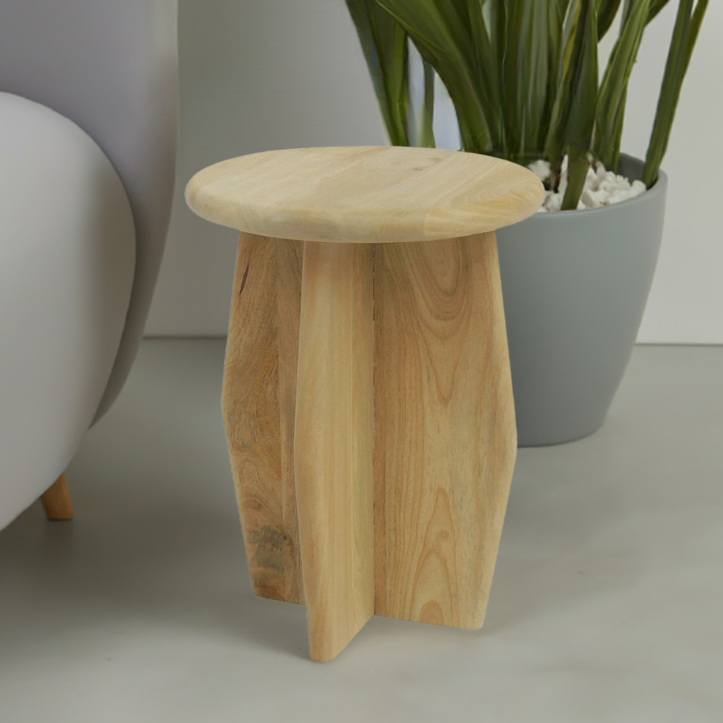 Light Oak Finish Round Side Table