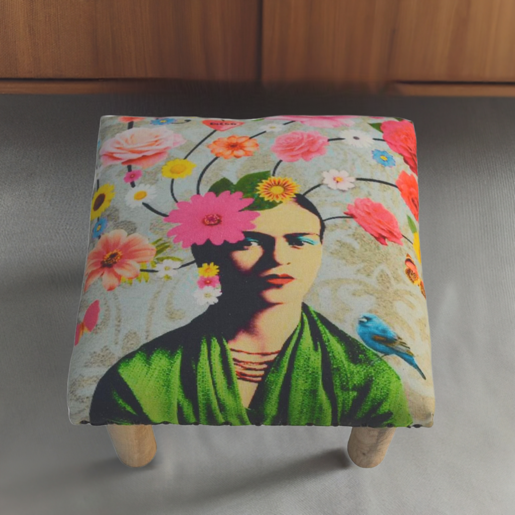 Grey floral stool