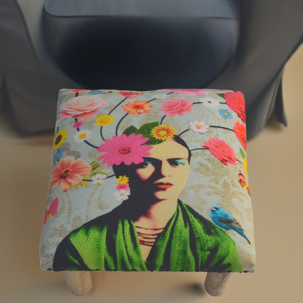 Grey floral stool