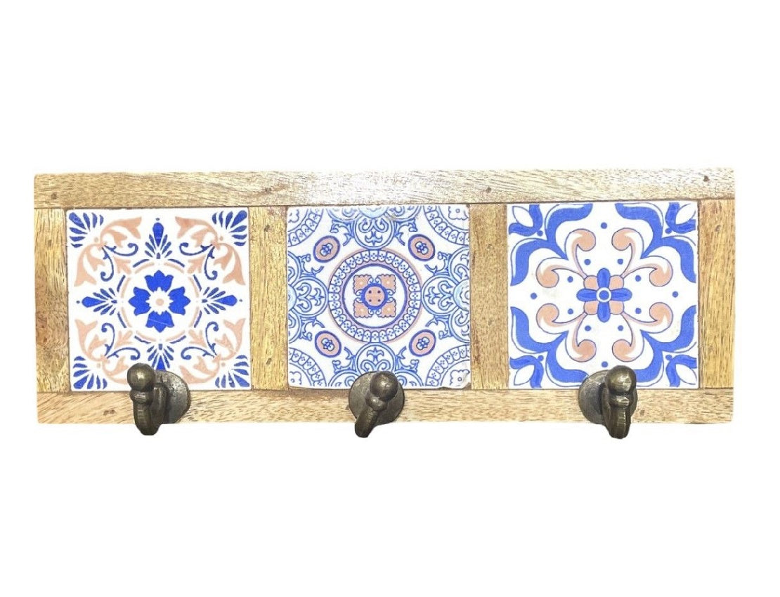 Bohemian Tile Design Triple Hook