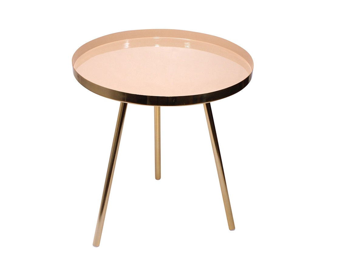 Beige powder coated brass table