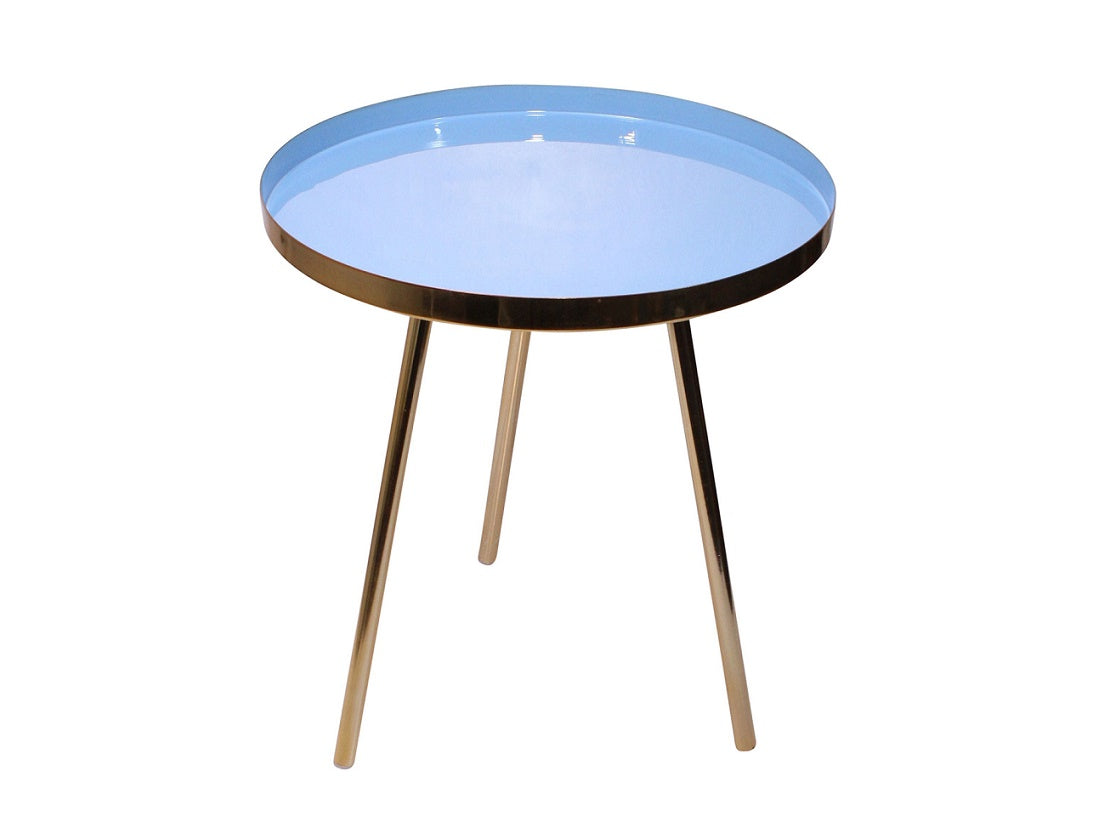 Mid blue powder coated brass table