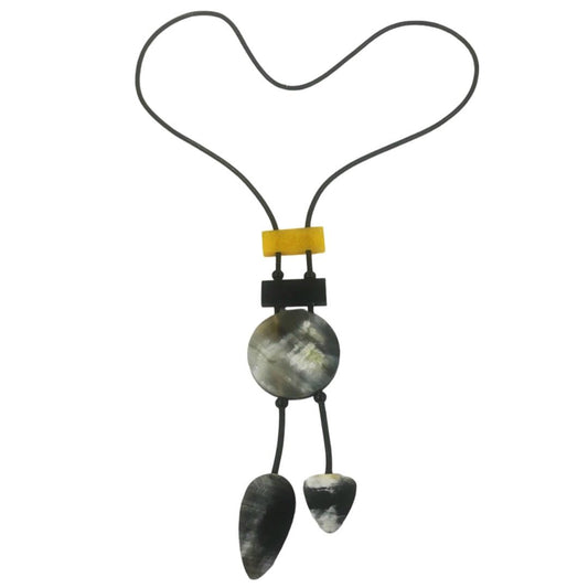 Y-Shape Asymmetrical Horn & Resin Necklace