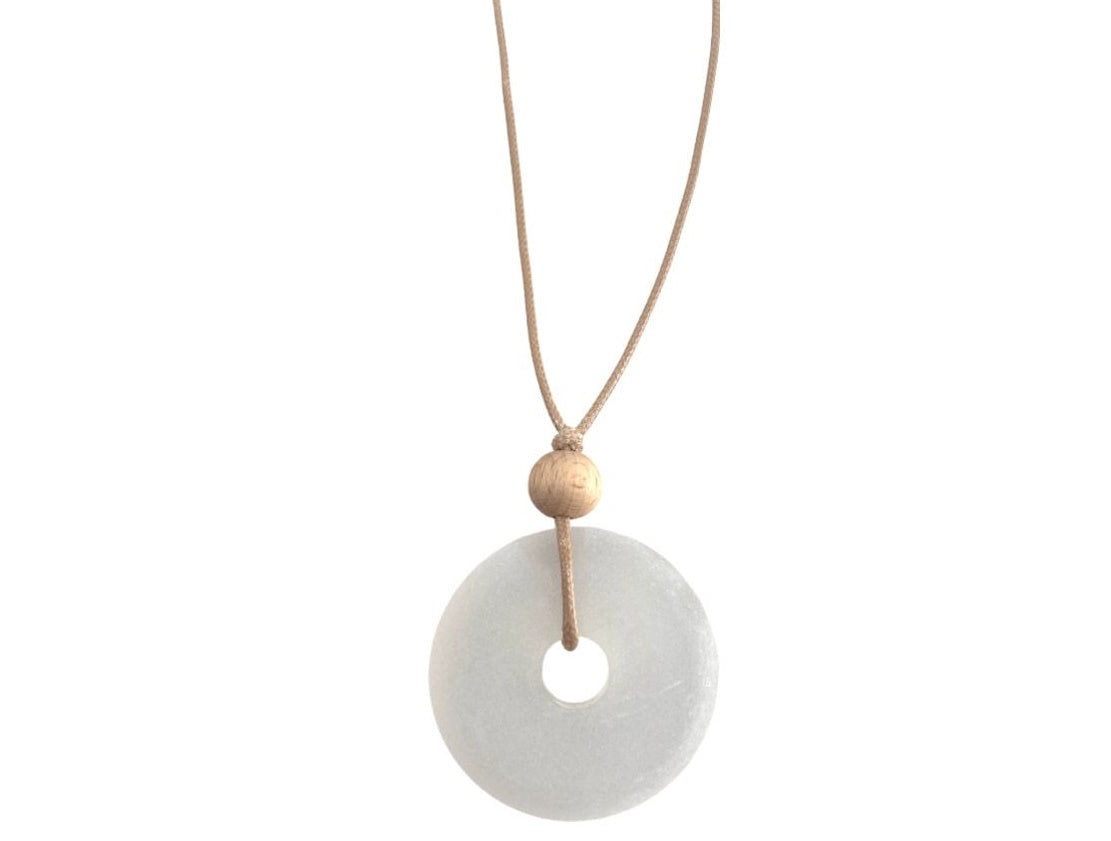 Resin & Wood Disk Pendant Necklace