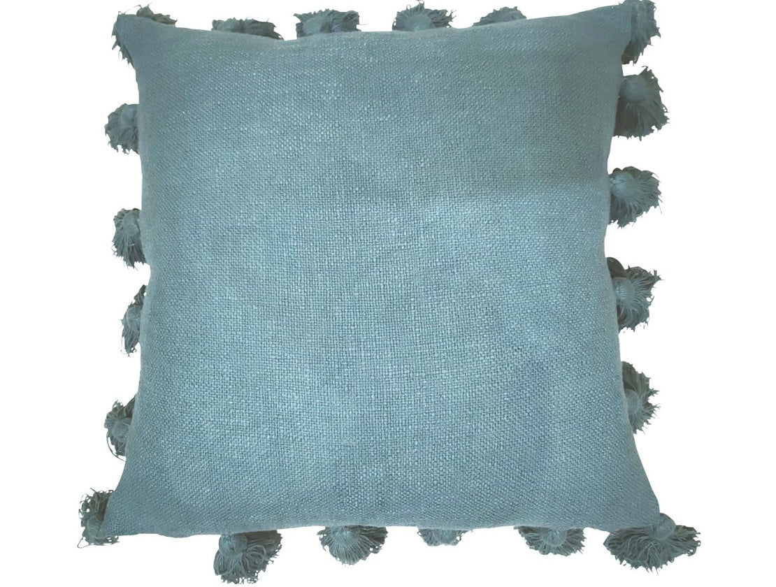 Blue Cushion with Tassels