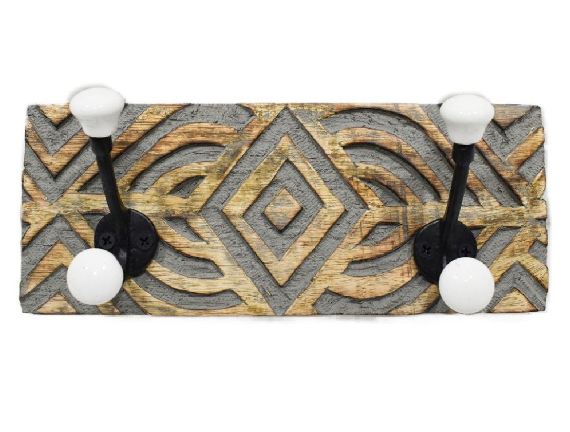 Wood carved double hook
