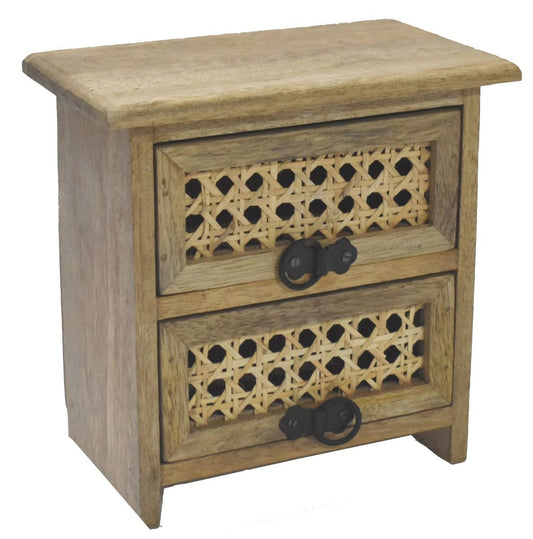 Wooden 2 Drawer Unit with Jute Inlay