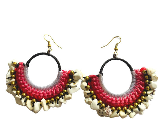 Crochet Earrings with Natural Stones