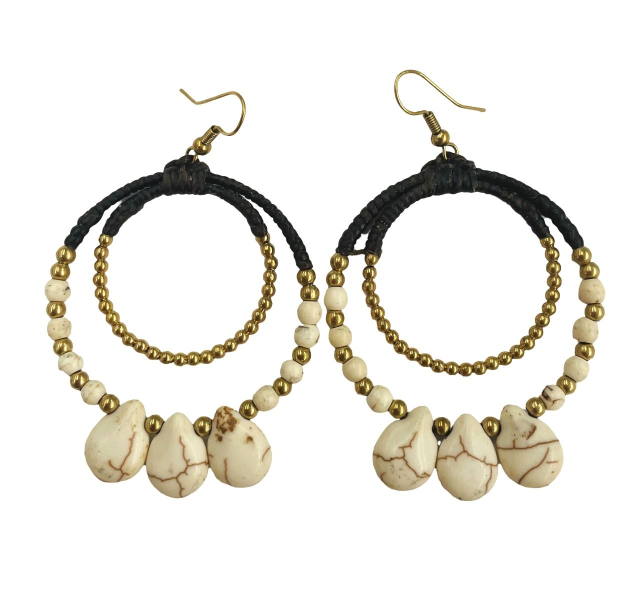 White Agate Hoop Earrings