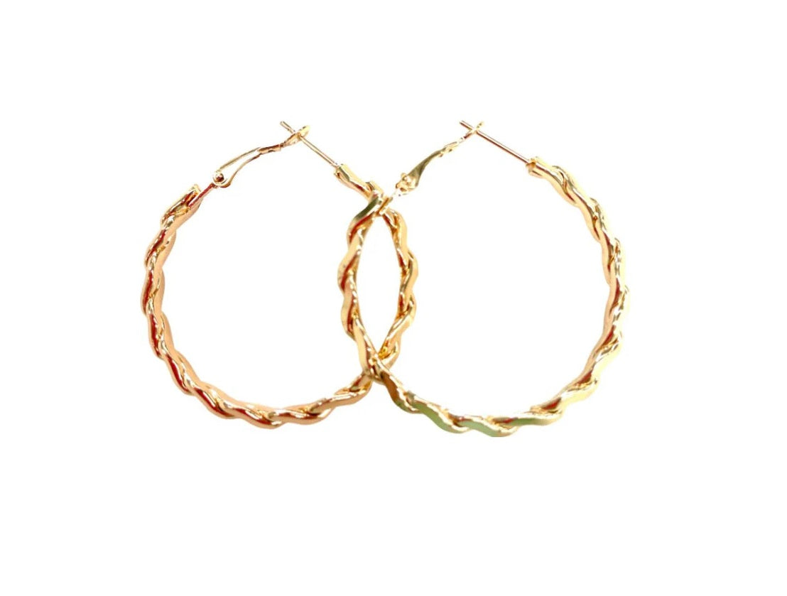 Gold Plaited Hoop Earrings