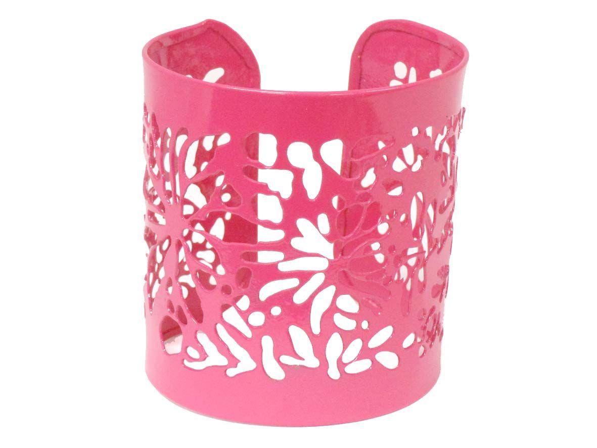 Pink Cutout Enamel Cuff Bracelet