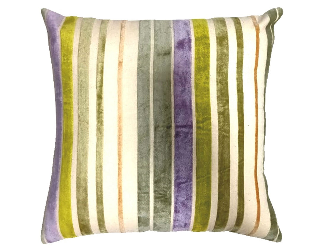 Cream Striped Velvet Cushion