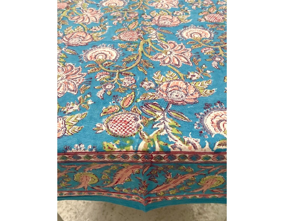 Rectangular Cotton Block Print Tablecloth
