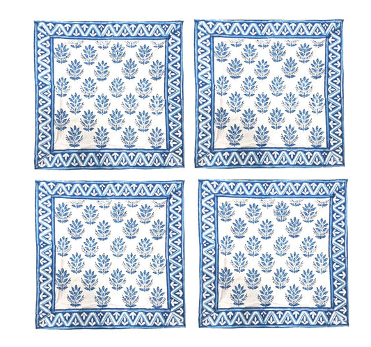 Block Print Blue & White Napkin 4 Set