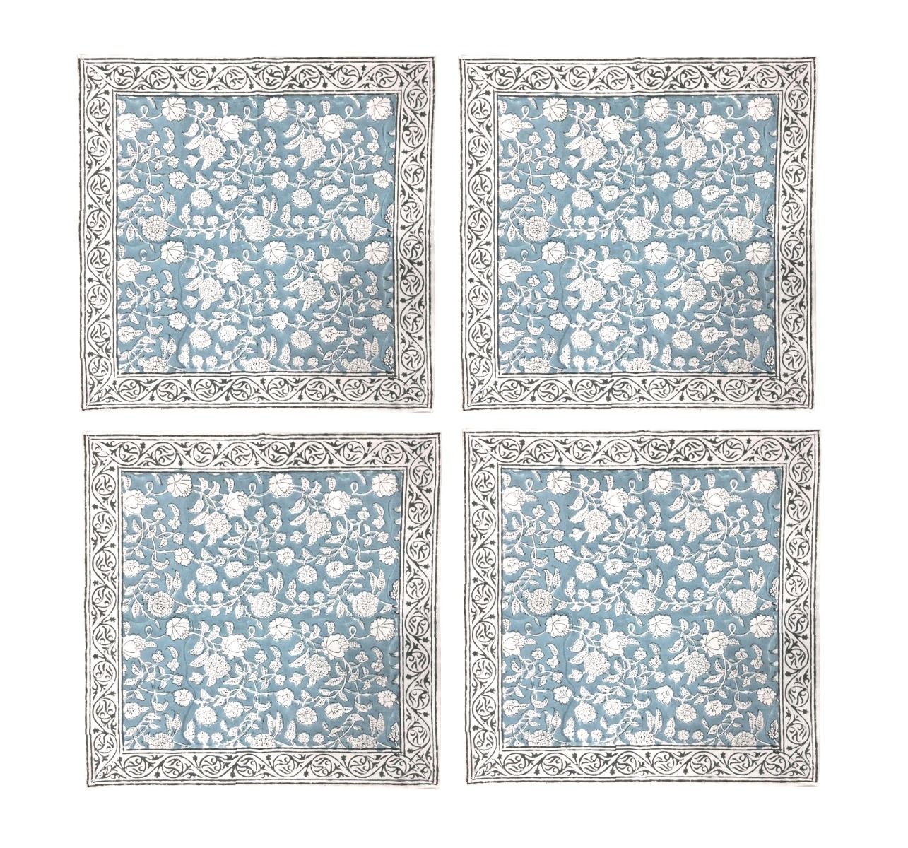 Block Print Denim & White Napkin 4 Set