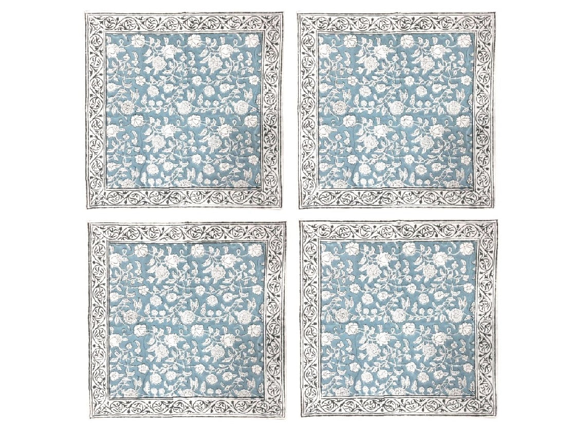 Block Print Denim & White Napkin 4 Set