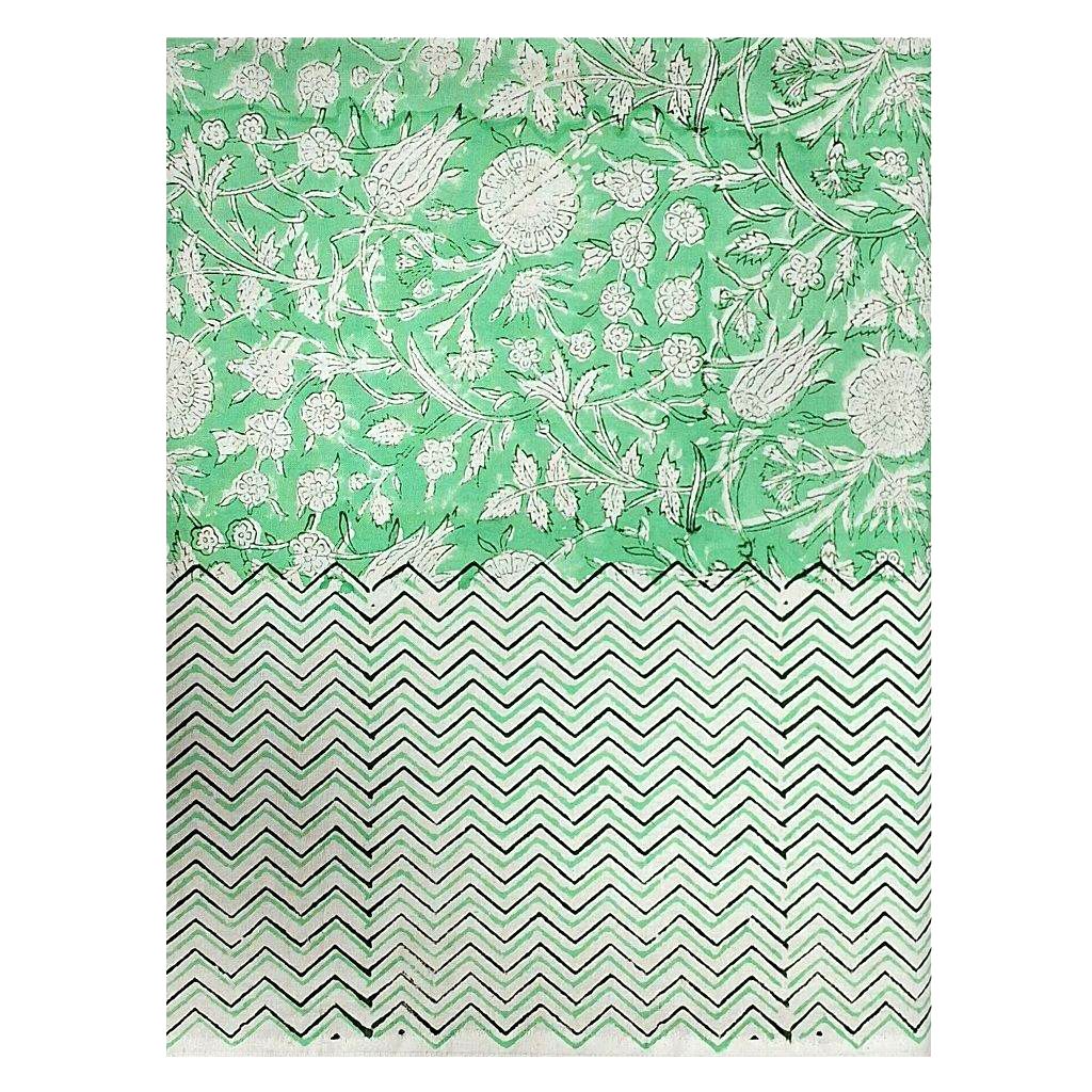 Block Print Green & White Tablecloth