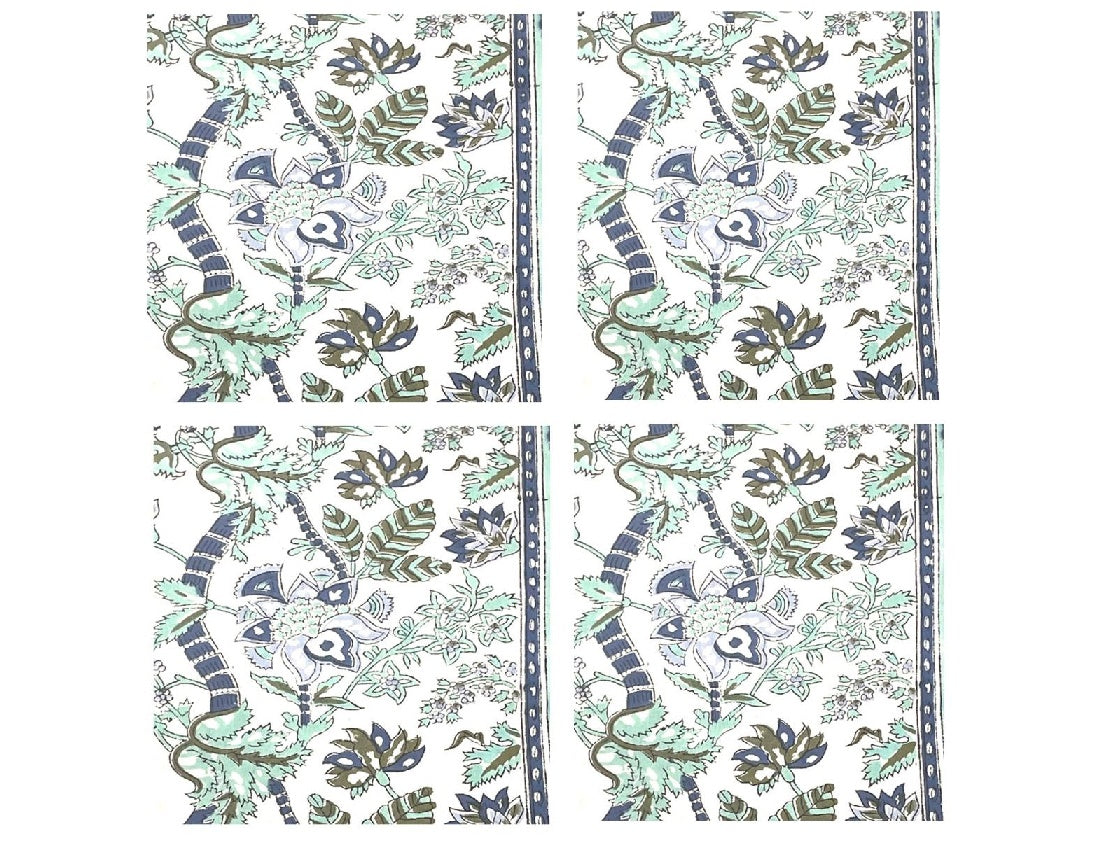 Blue Steel & Sage Floral Napkin 4 Set