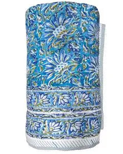 Indigo Bloom Cotton Quilt