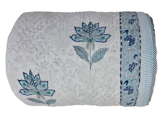 Blue & White Reversible Flower Quilt