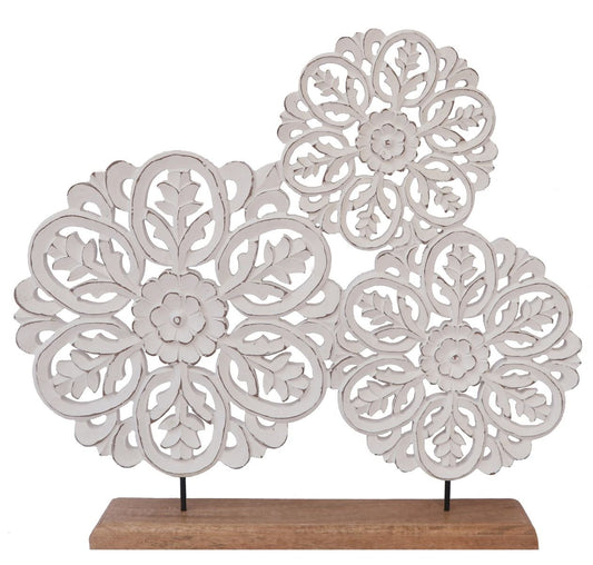 Triple carved table decor 50 (w) x45 (h) cm