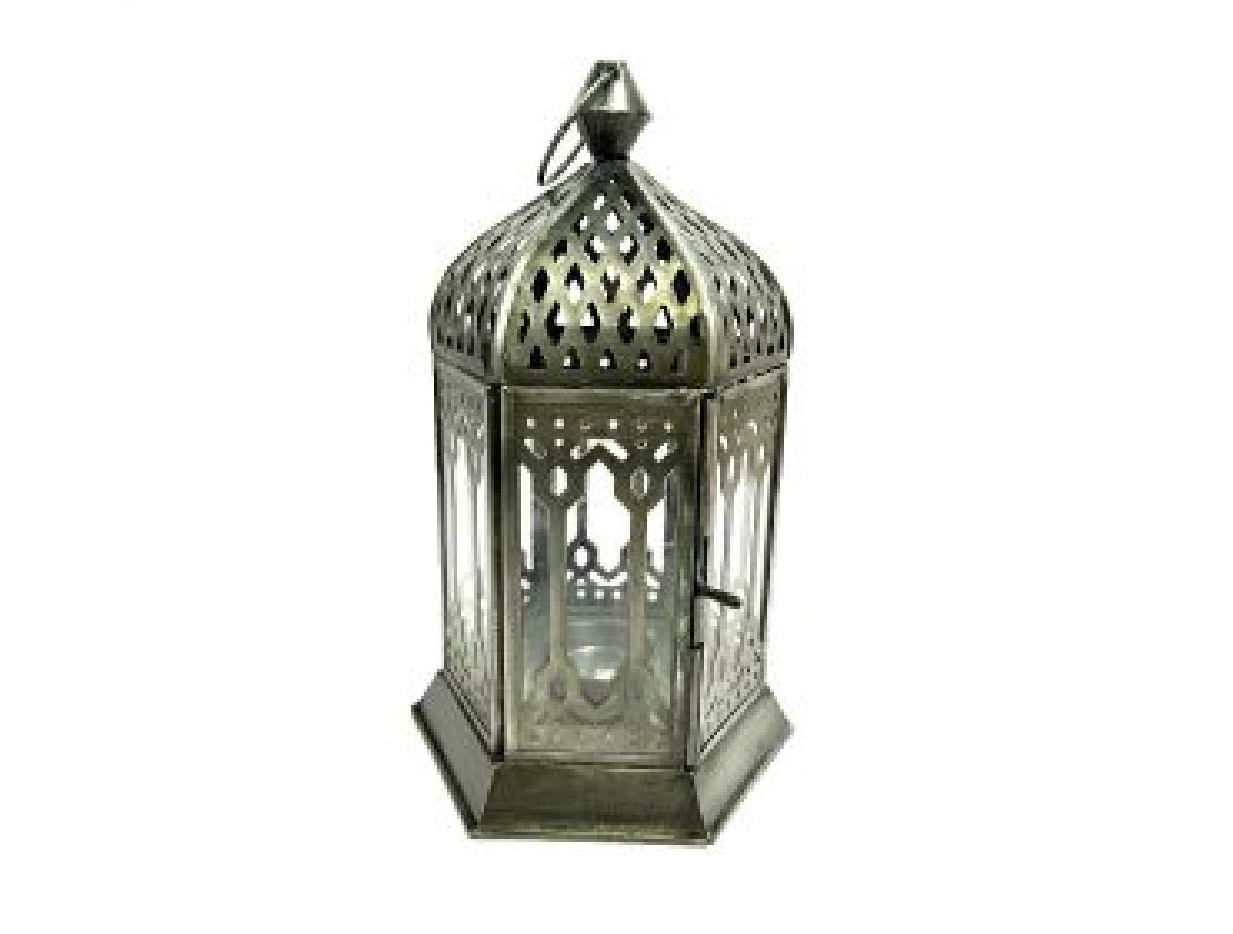 Zinc antique clear glass lantern
