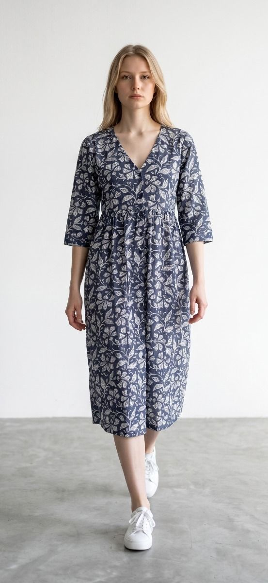 The Zen Dress in Indigo Ivy - S/M