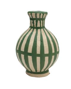 Green paper mache vase
