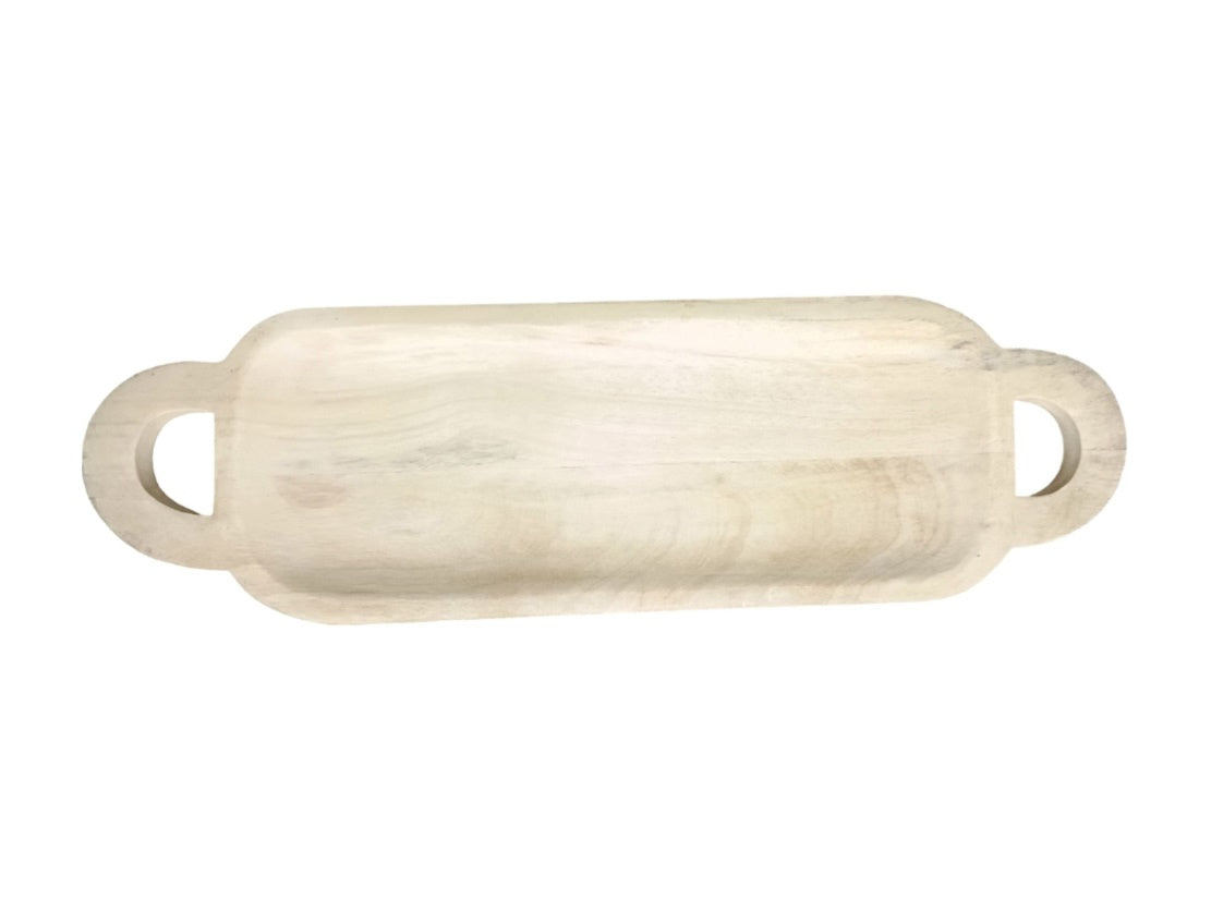 Bleached Wood Rounded Rectangle Platter