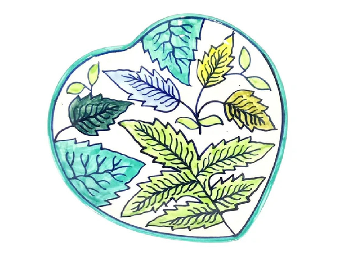 Heart Shaped Plate with Leaf Design