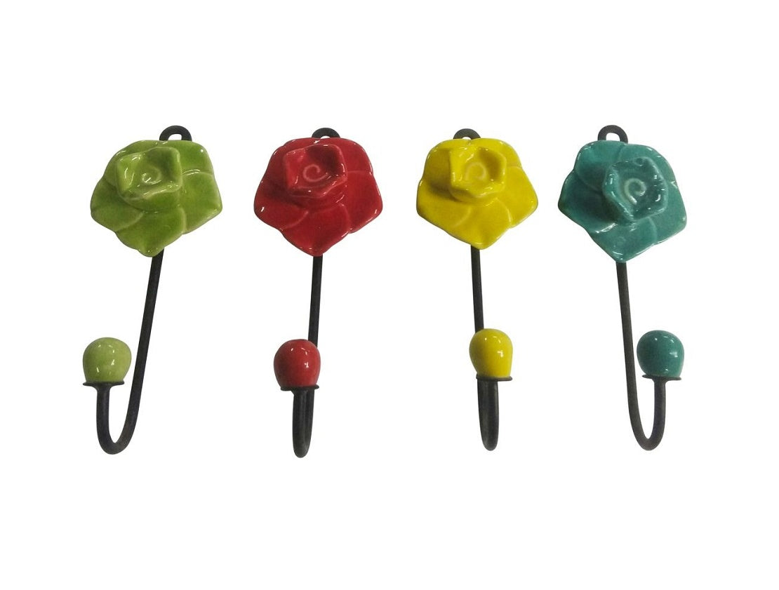 Flower hooks Red/Turquoise/Green/ yellow