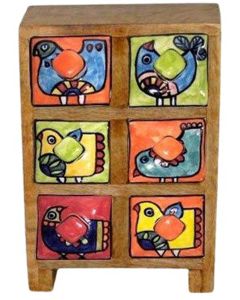 RE-5002 Red bird design 6 drawer box