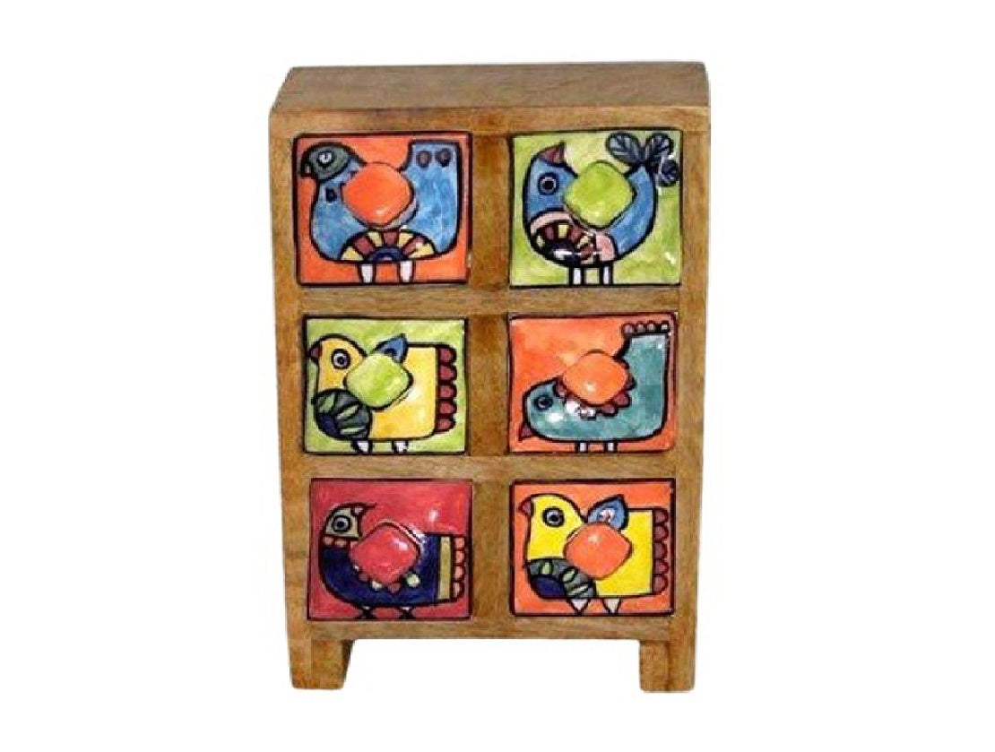 RE-5002 Red bird design 6 drawer box