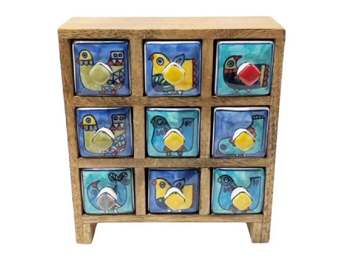 Blue bird design 9 drawer box