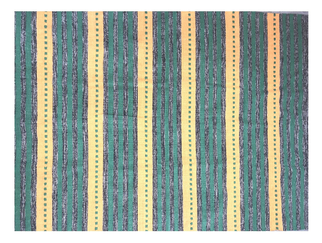 Green/yellow cotton kilim rug