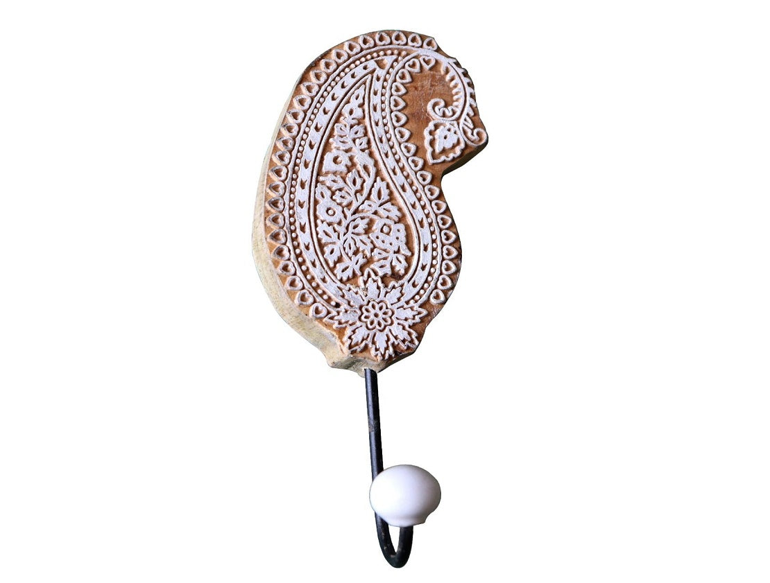 Paisley shaped block print hook