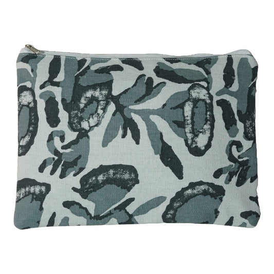 Grey and White Cotton Cosmetic Bag