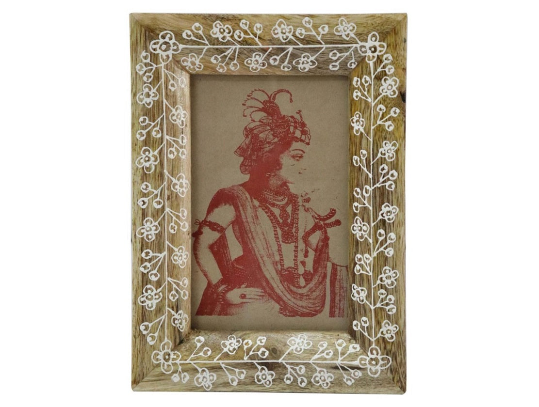 Wooden Frame with Hand Carved Floral Border Design