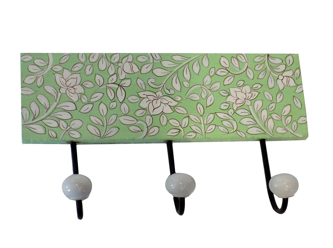 Hand painted light green triple hook