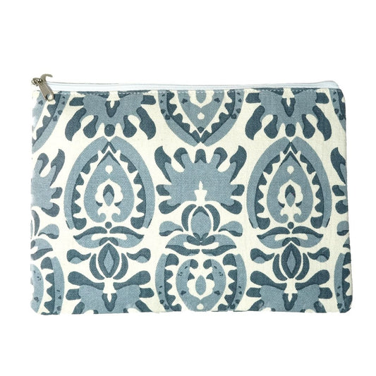 Cotton Cosmetic Pouch with Grey Pattern