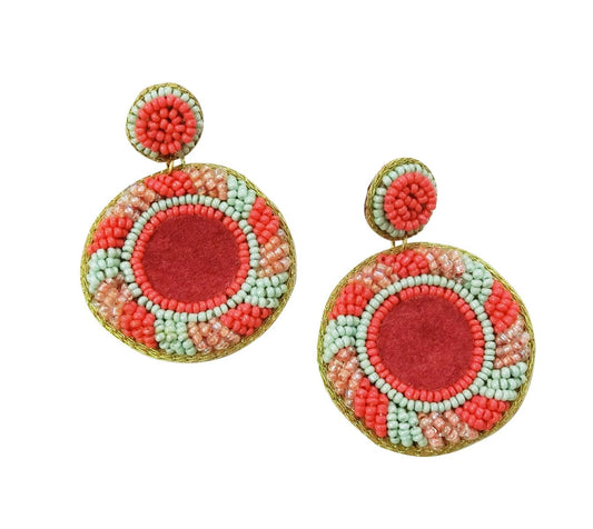 Dusky Rose Suede Earrings with Hand Beading