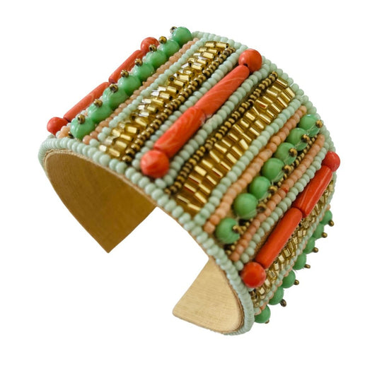 Hand Beaded Stripe Cuff Bracelet
