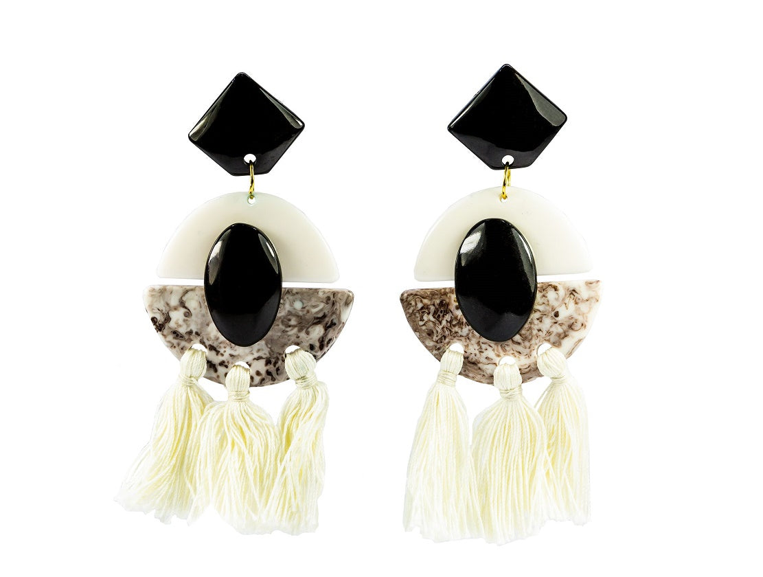 Boho Granite Tassel Earrings