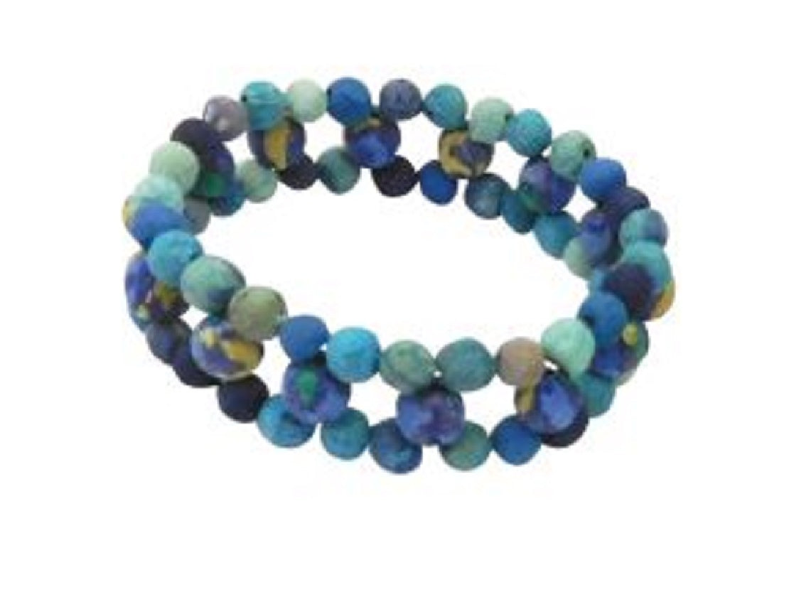 Blue Fabric Textured Link Statement Bracelet