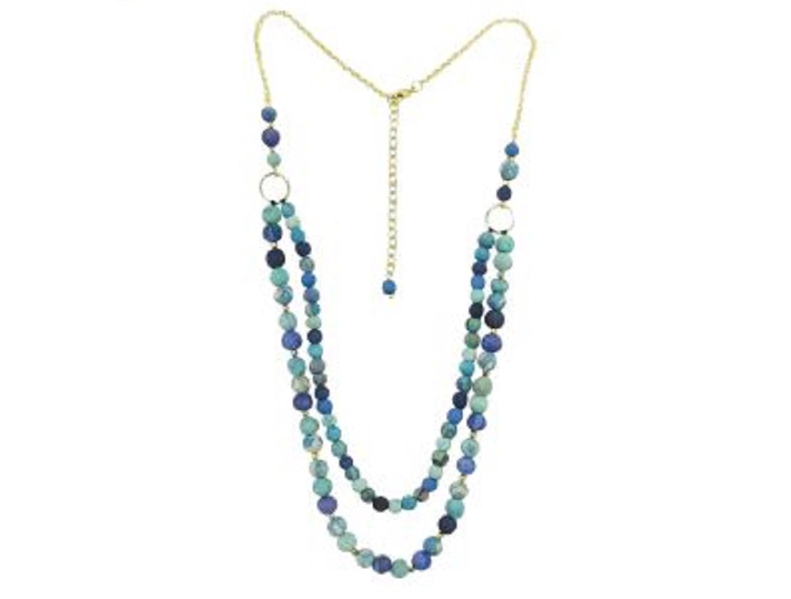 Double Strand Blue Bead Necklace