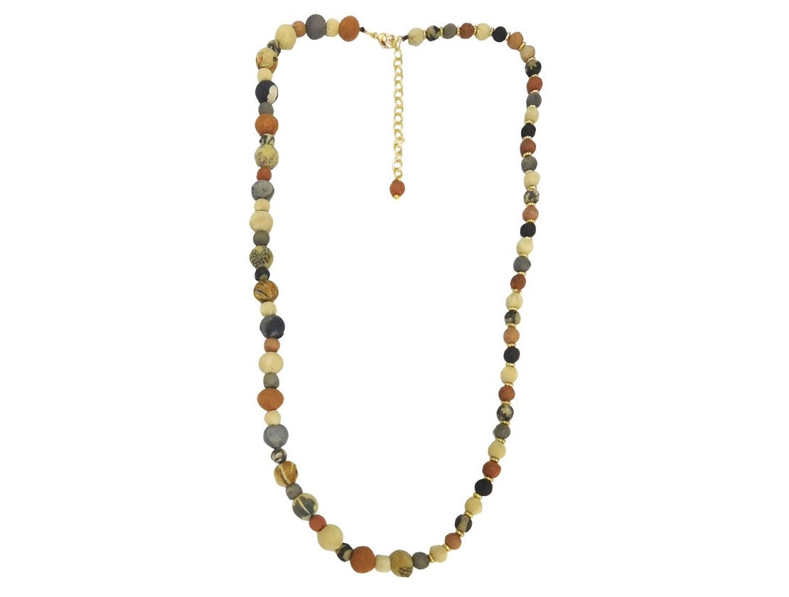 Grey brown fabric necklace
